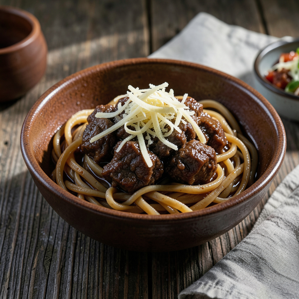 beef udon noodle recipe example with annotations