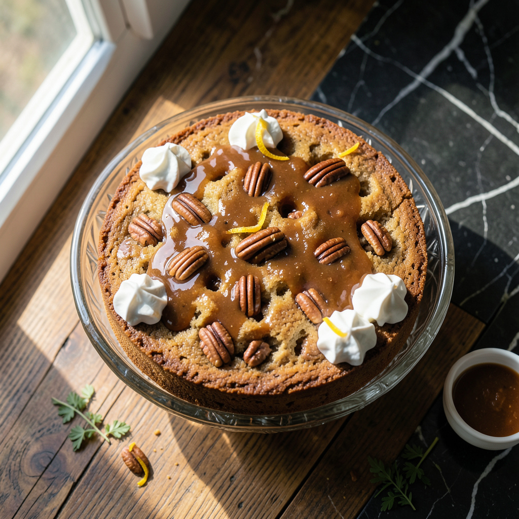 Butter Pecan Praline Poke Cake Recipe: Gooey Nutty Indulgence example with annotations