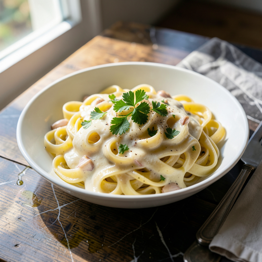 cheesecake factory alfredo recipe illustration with key details