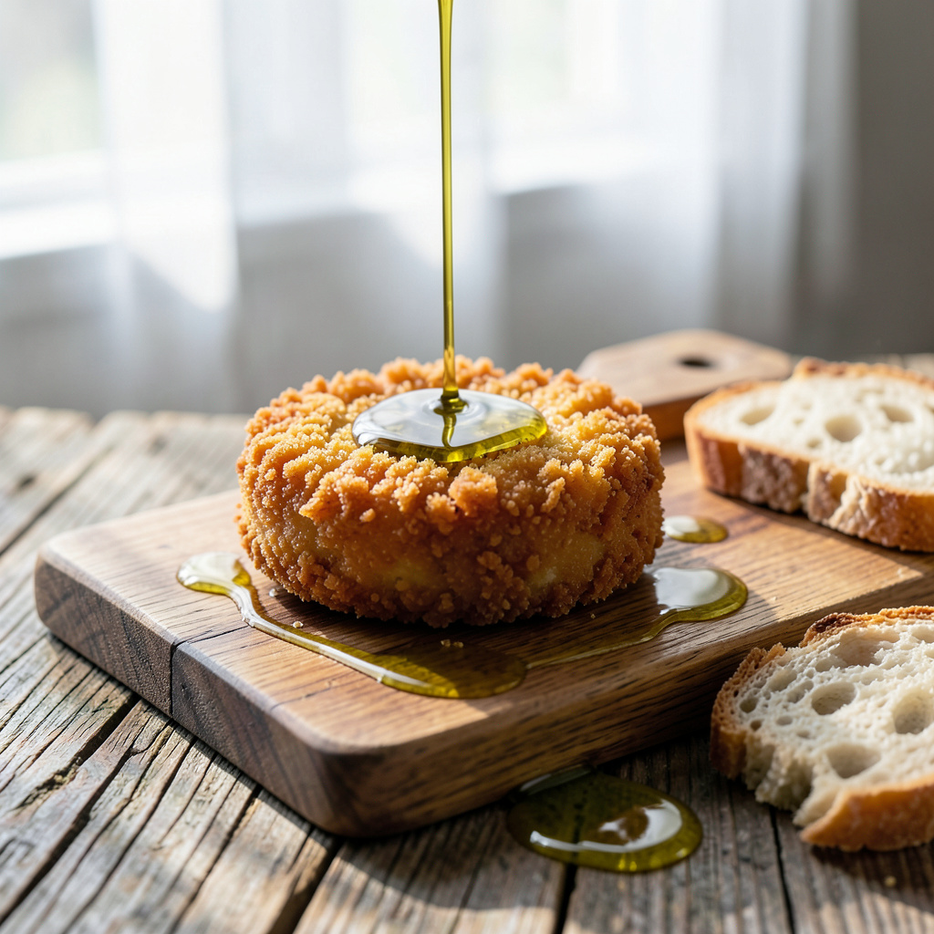 Mouth-watering Fried Dessert Recipe: Crunchy Outside, Gooey Inside garnished with fresh herbs