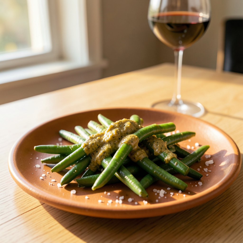 Grilled Gordon Ramsay's Green Beans with Mustard Dressing Recipe: Crisp and Tangy Side Dish with traditional BBQ sides