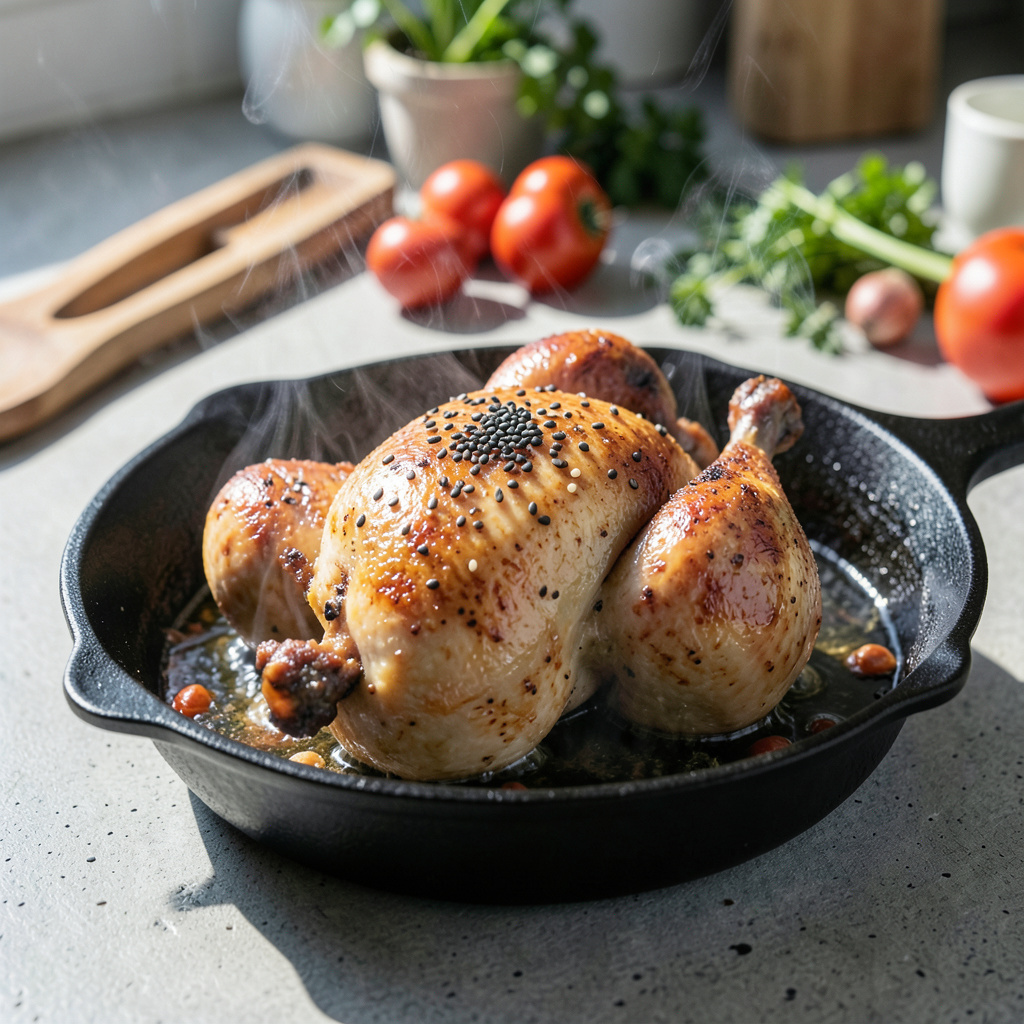 Golden brown Healthy Roast Chicken Recipe: Simple & Nourishing Dinner Solution straight from the grill