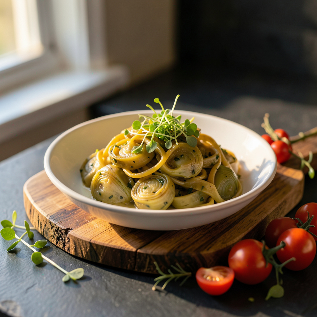 Perfectly cooked Johnny Carino's Artichoke Pasta Recipe: Restaurant Quality Creaminess ready to serve