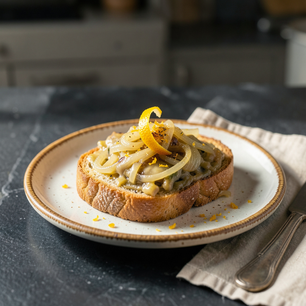 onion soup bread recipe example with annotations