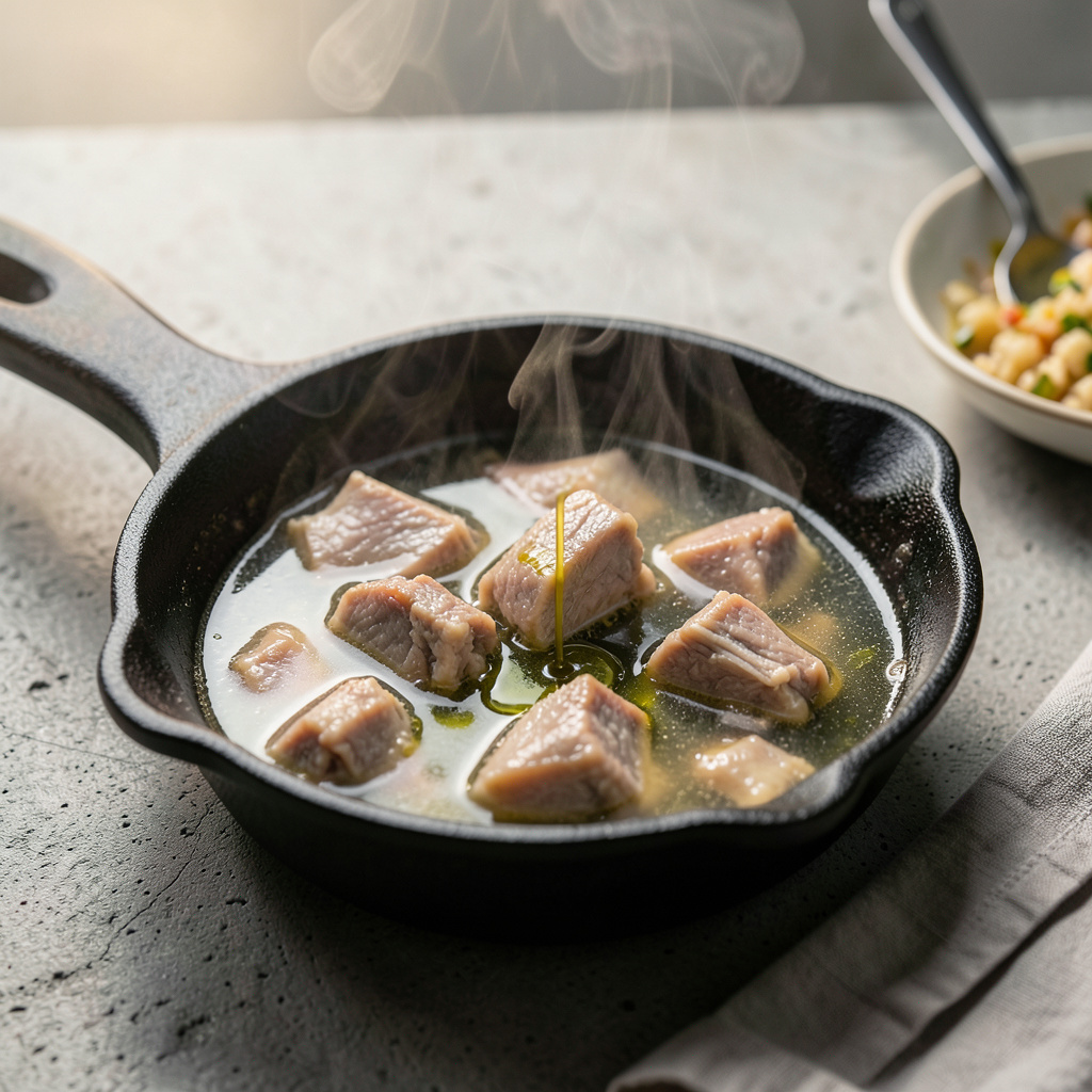 Mouth-watering Pork Bone Broth Recipe: Rich, Nourishing Comfort in Every Sip garnished with fresh herbs