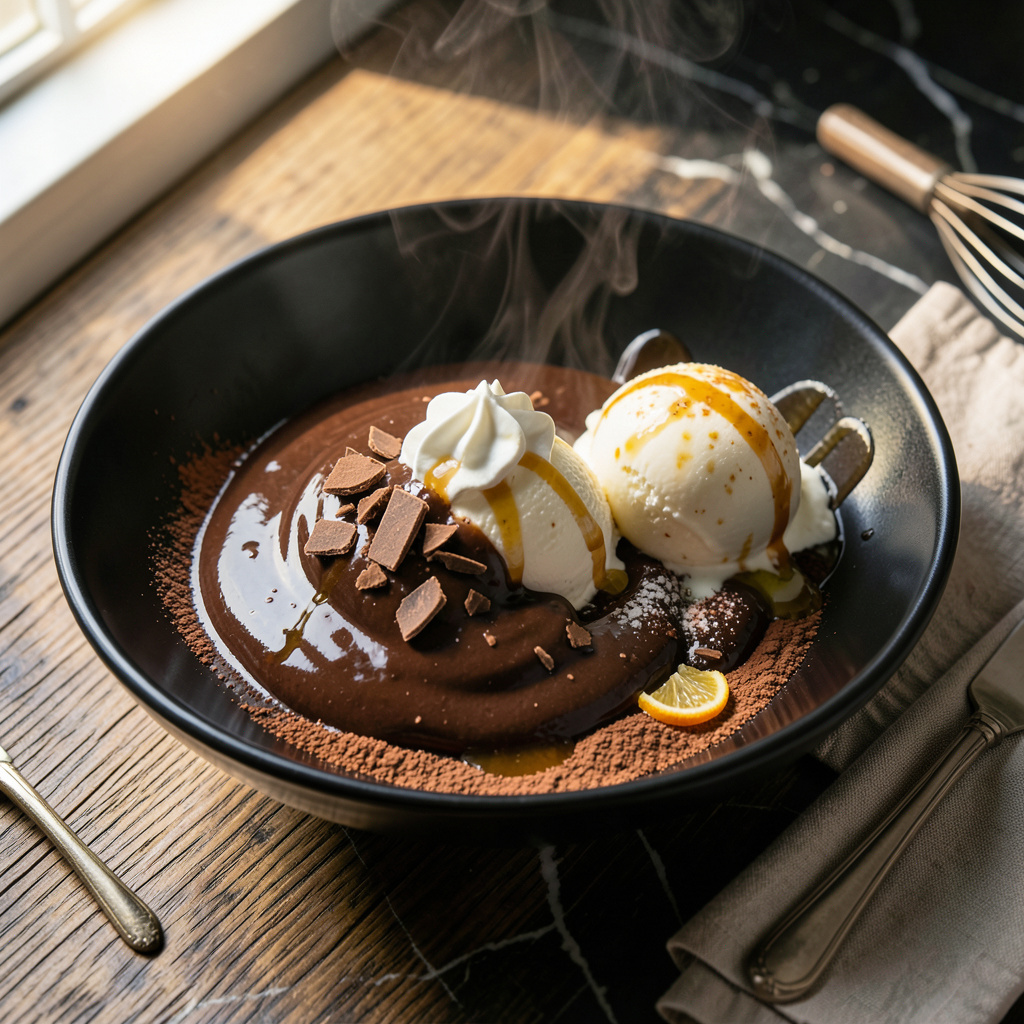 Complete easy hot fudge recipe with cocoa powder overview image