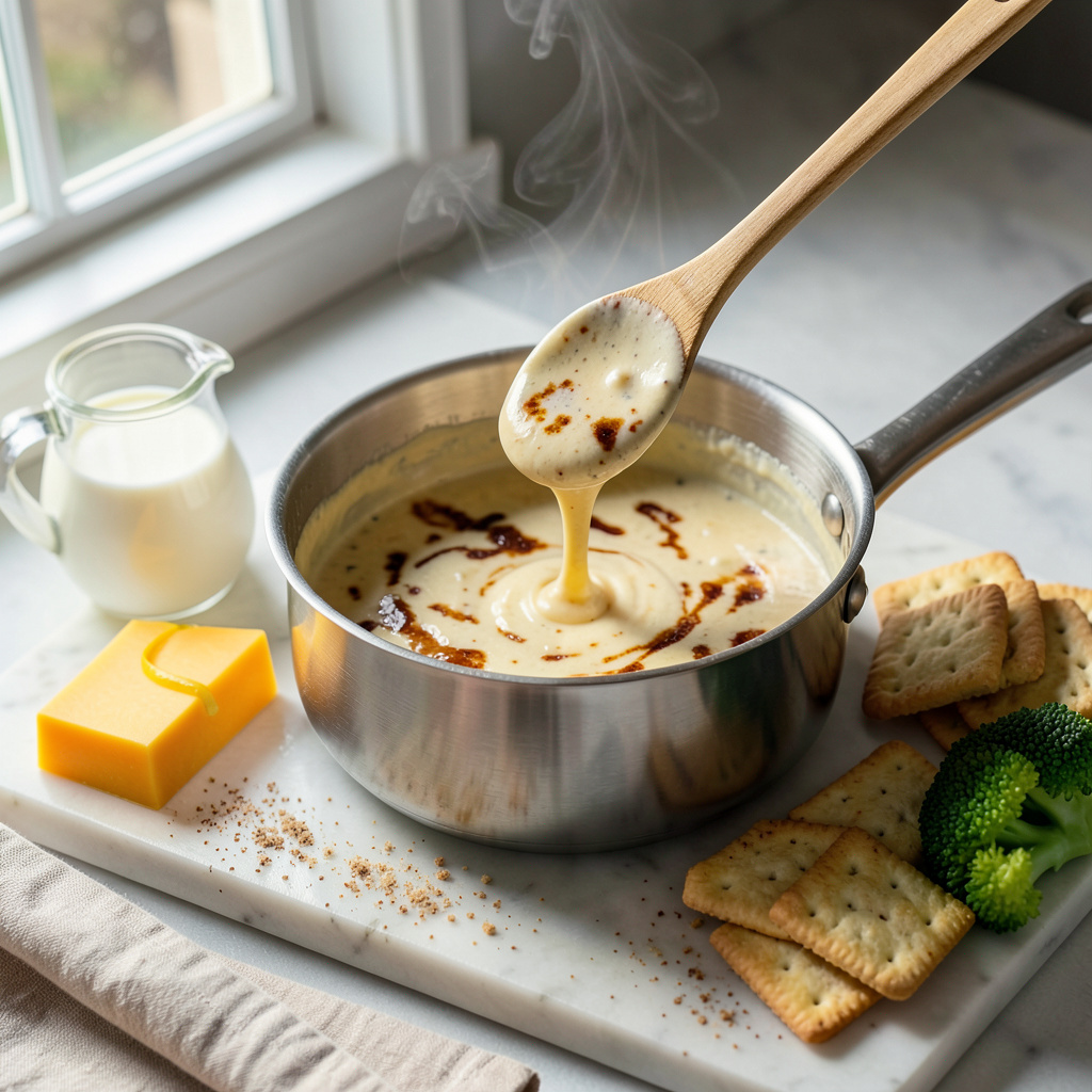 how to thin cheese sauce illustration with key details