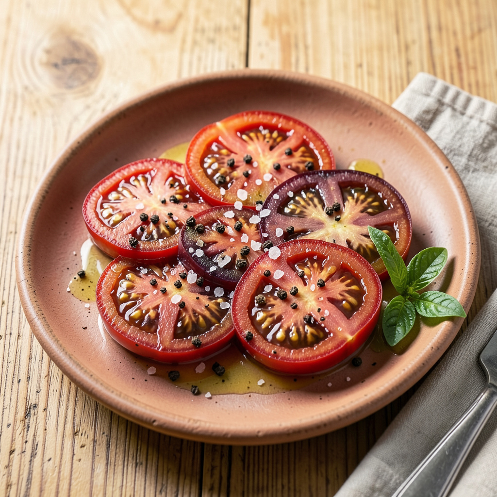 Visual representation of tomatoes with salt and pepper