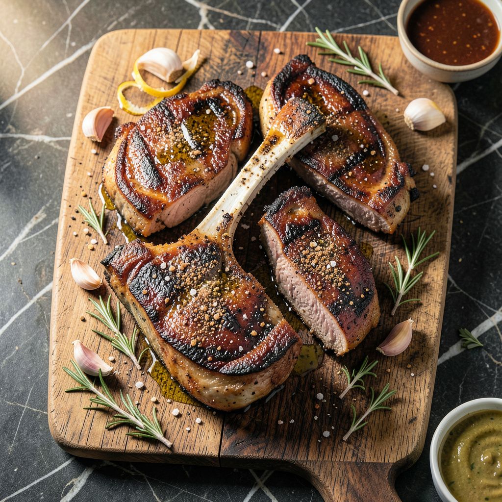 Charred Example Tomahawk Pork Chop Grill Recipe: Bone-In Elegance With Charred Crust