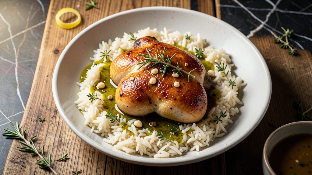 Baked Chicken Over Rice Recipe: Savory Crispy Crust Over Fluffy Grains